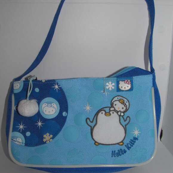 Vintage Y2k 2002 Sanrio Hello Kitty Blue Winter Snowball Mini Purse Bag Pouch - Picture 1 of 5